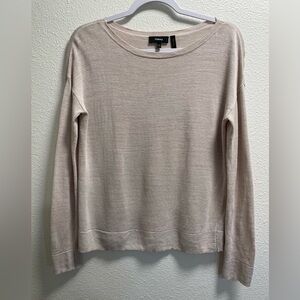 Theory Easy Boatneck Knit Pullover Sweater Linen Blend Tan Women's Size P/00-0